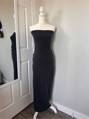 Skims Classic Strapless Black Maxi Dress